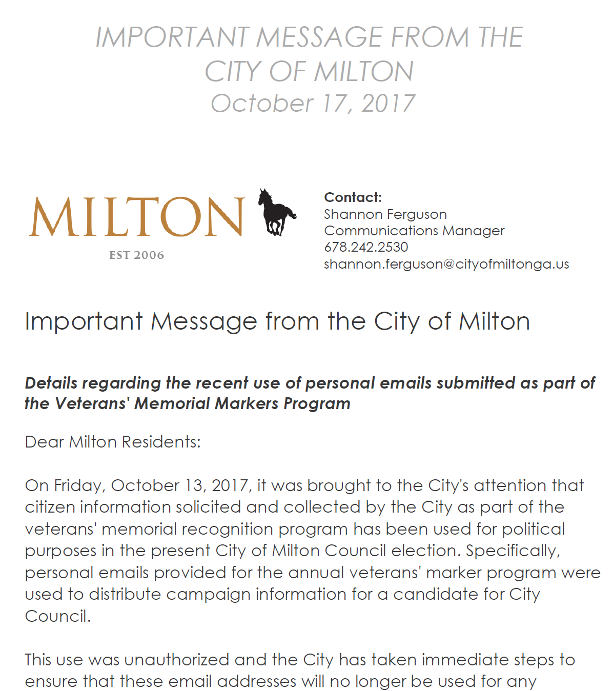 Important Message - Part 1