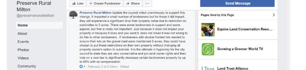 Rencher Post on 3 Acre Minimums