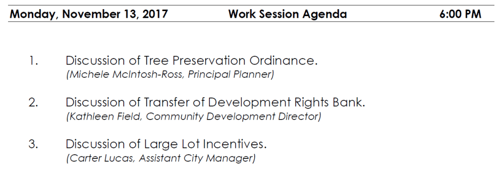 20171114 Work Session Agenda