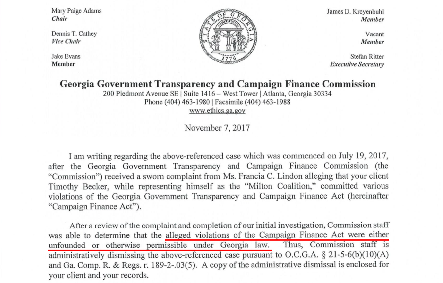 GGT&amp;CFC Dismissal