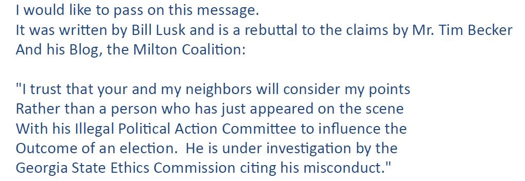 Message From Bill Lusk Forwarded By Citizen