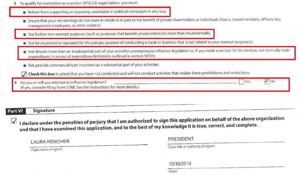 Rencher Declaration Not to Lobby